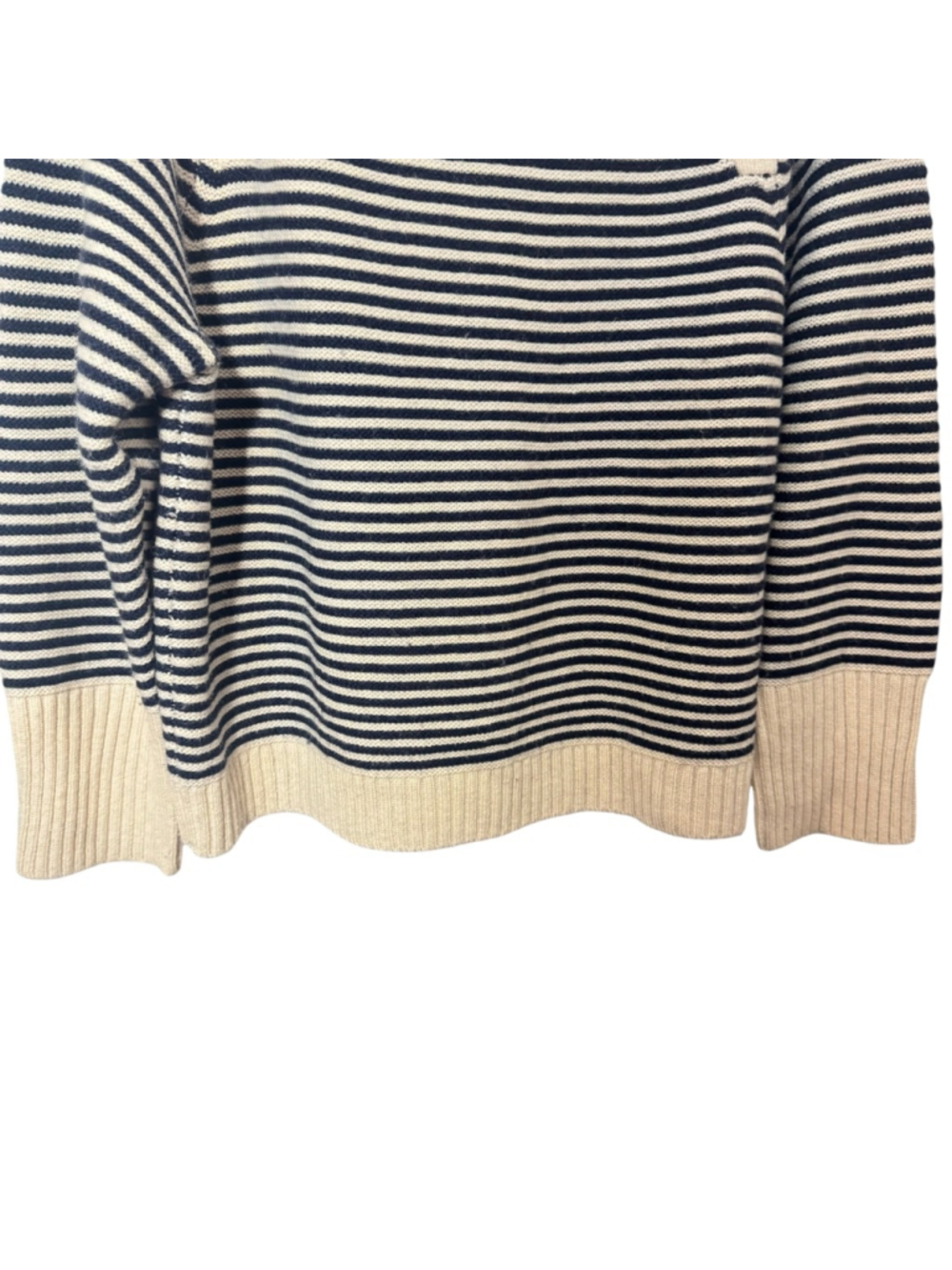 2X J. Crew Crewneck Shoulder button Tippi sweater Nautical Stripes Navy & Cream - Picture 6 of 11
